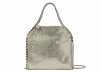 stella mccartney falabella mini metallic tote bag light lime grey 1 1
