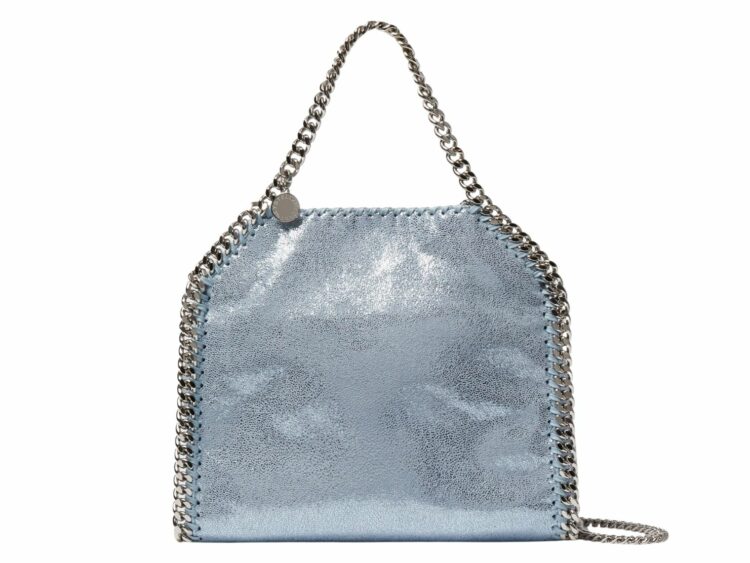 stella mccartney falabella mini metallic tote bag sapphire blue 1 1