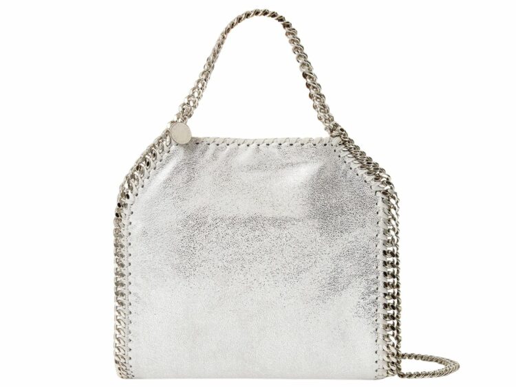 stella mccartney falabella mini metallic tote bag silver 1 1