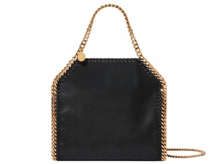 stella mccartney falabella mini tote bag black gold 1 1