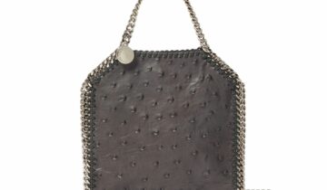 Stella McCartney Falabella Ostrich Tiny Tote Bag Slate