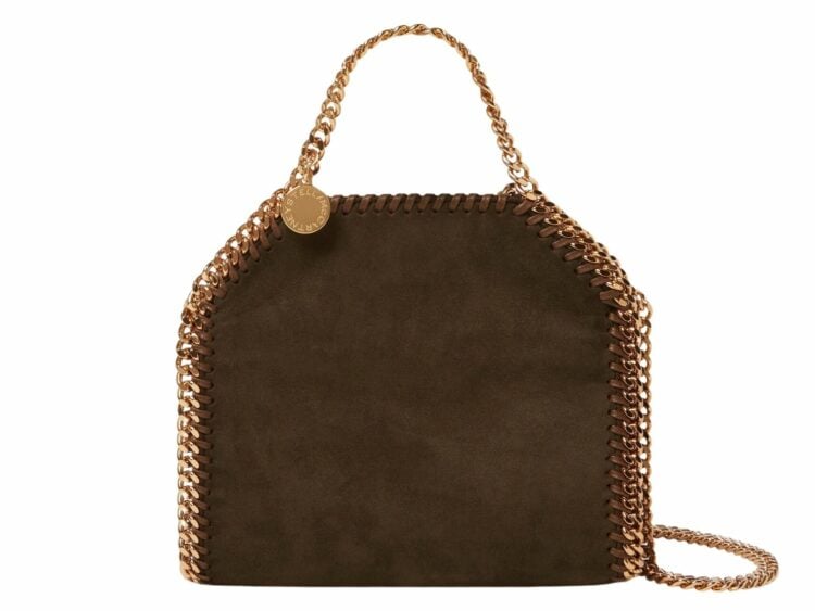 stella mccartney falabella suede tiny tote bag moka 1 1