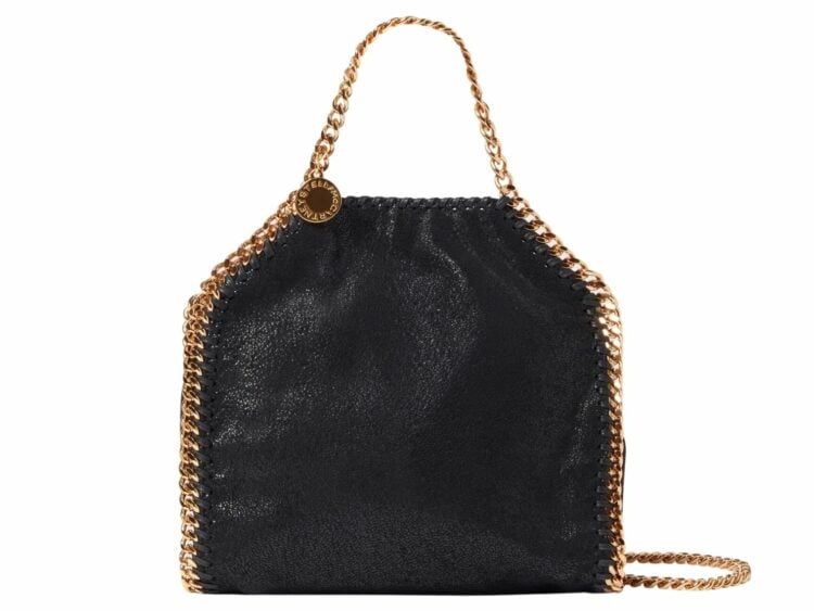 stella mccartney falabella tiny tote bag black gold 1 1