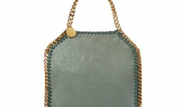 Stella McCartney Falabella Tiny Tote Bag Stone Green Gold