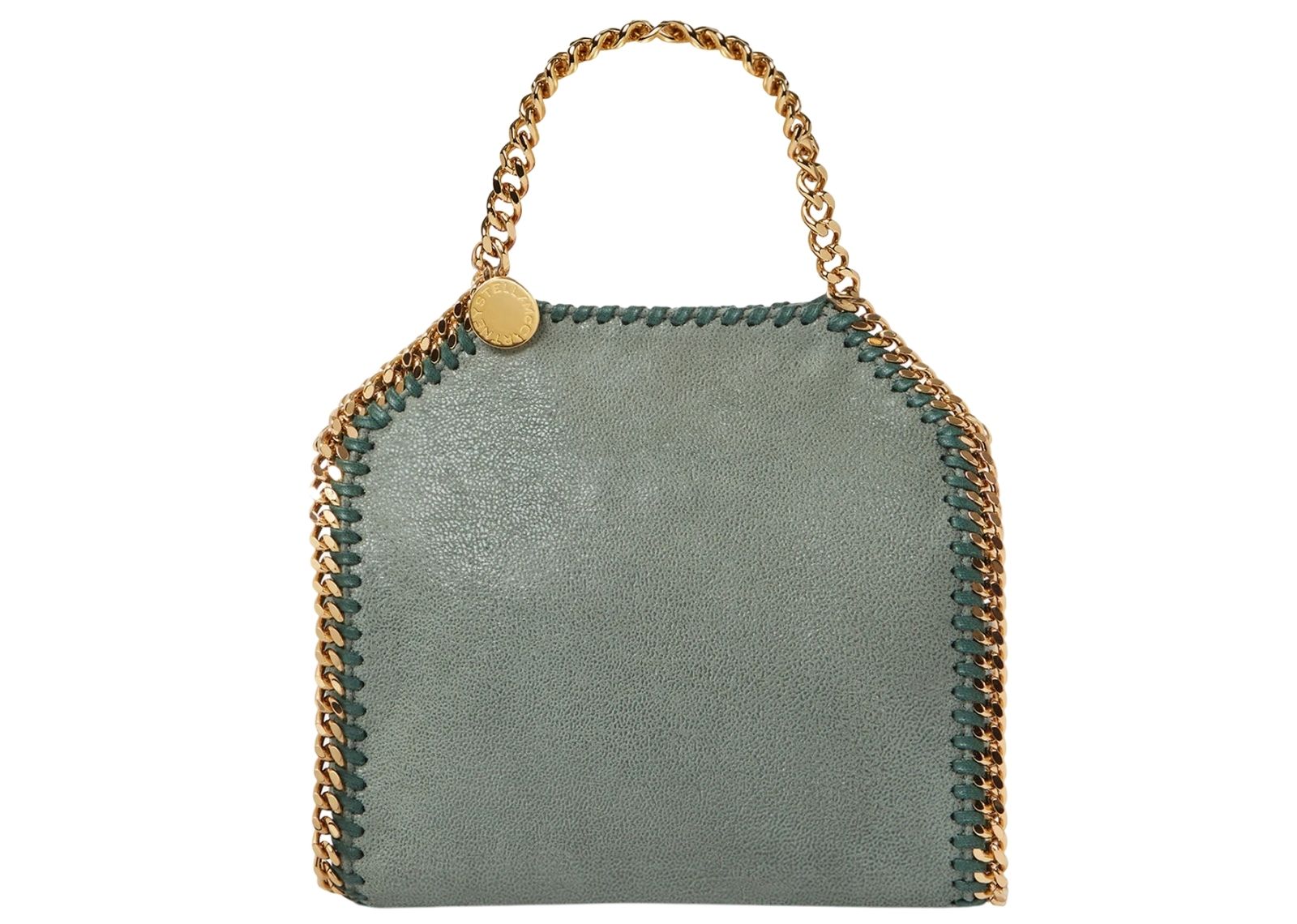 stella mccartney falabella tiny tote bag stone green gold 1 1