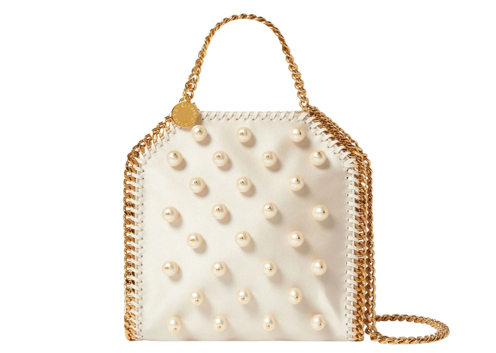 stella mccartney falabella vegan pearl tiny tote bag pure white 1 1