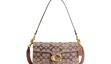 Coach Tabby Shoulder Bag 26 Crystal Signature Jacquard Brass/Mushroom