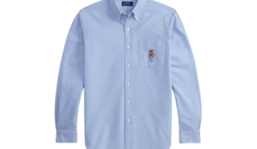 Polo Ralph Lauren Custom Fit Polo Bear Oxford Shirt Blue Harbour Island Bear