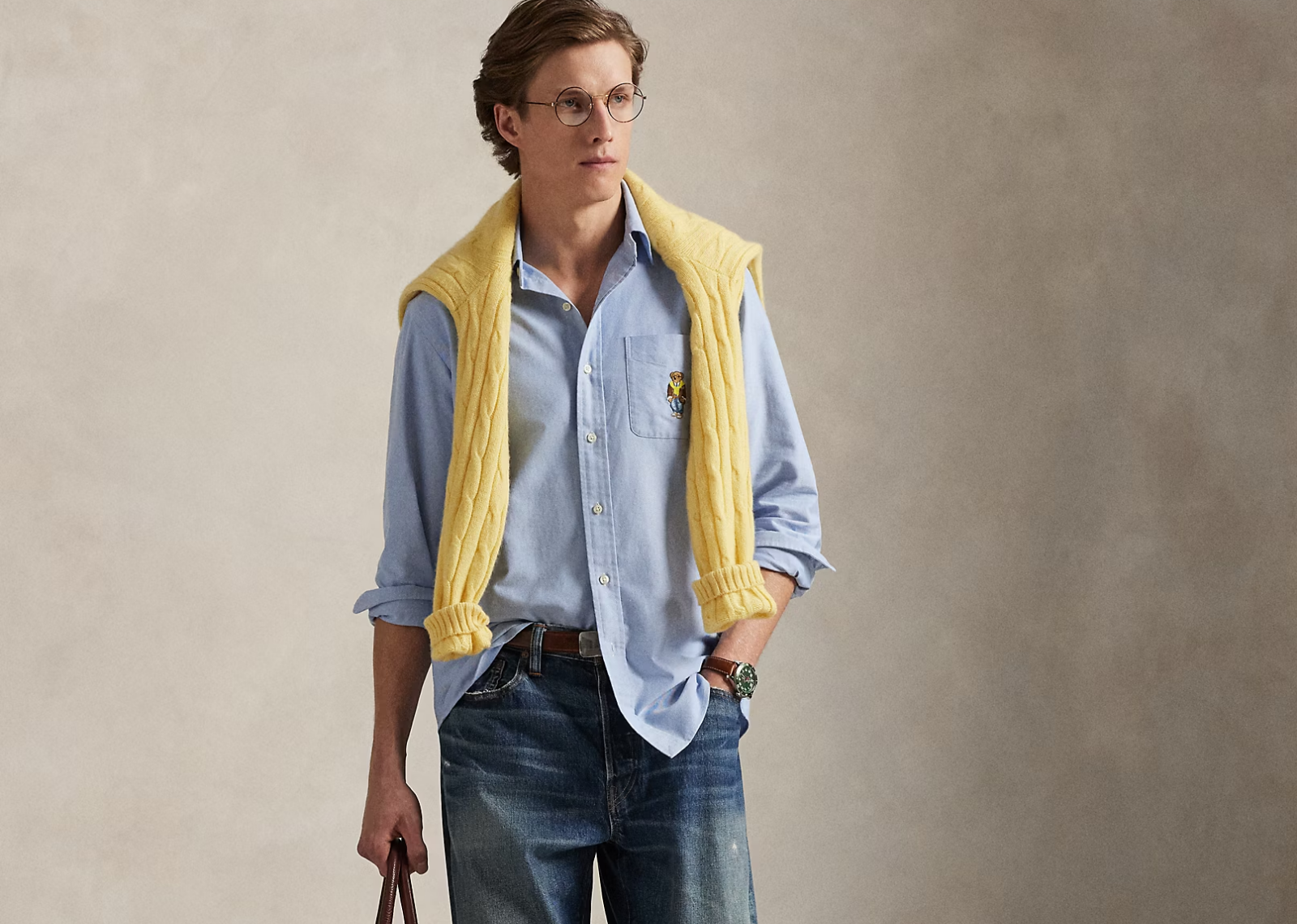 polo ralph lauren custom fit polo bear oxford shirt blue heritage bear 2 1