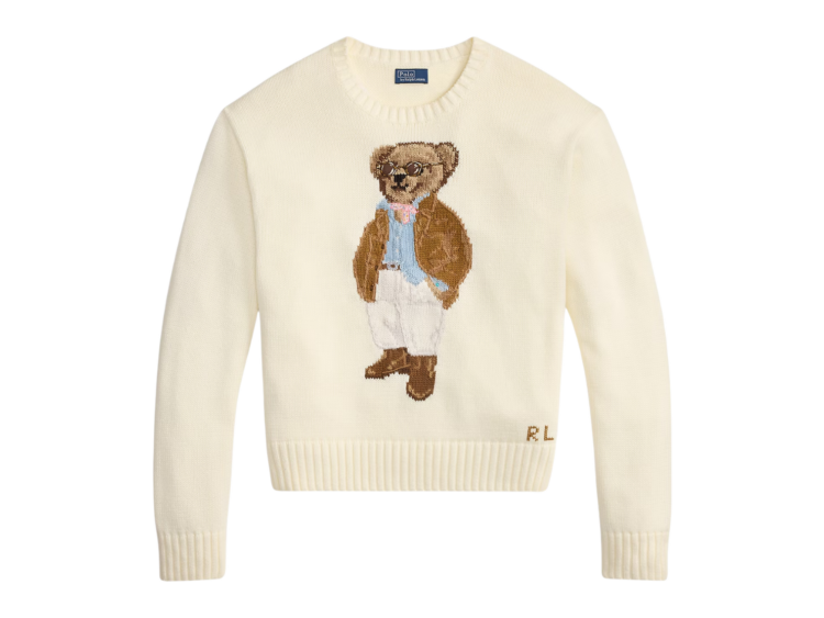 polo ralph lauren polo bear cotton crewneck jumper parchment cream 1 1
