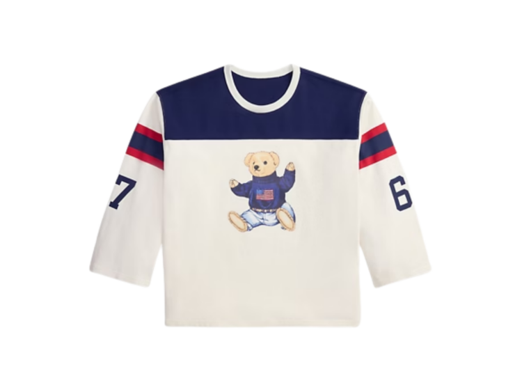 polo ralph lauren polo bear cotton jersey t shirt warm white newport navy 1 1