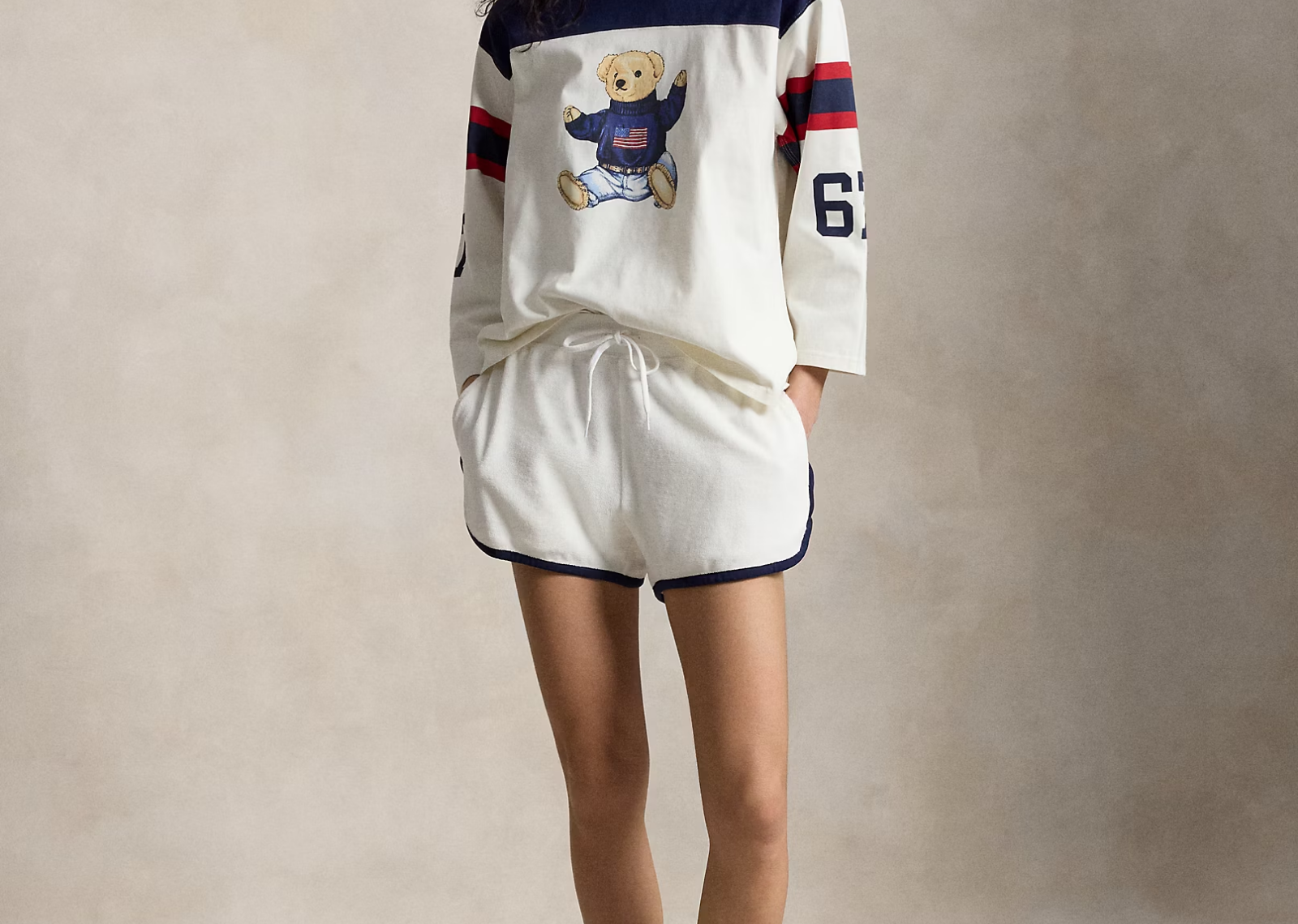 polo ralph lauren polo bear cotton jersey t shirt warm white newport navy 2 1