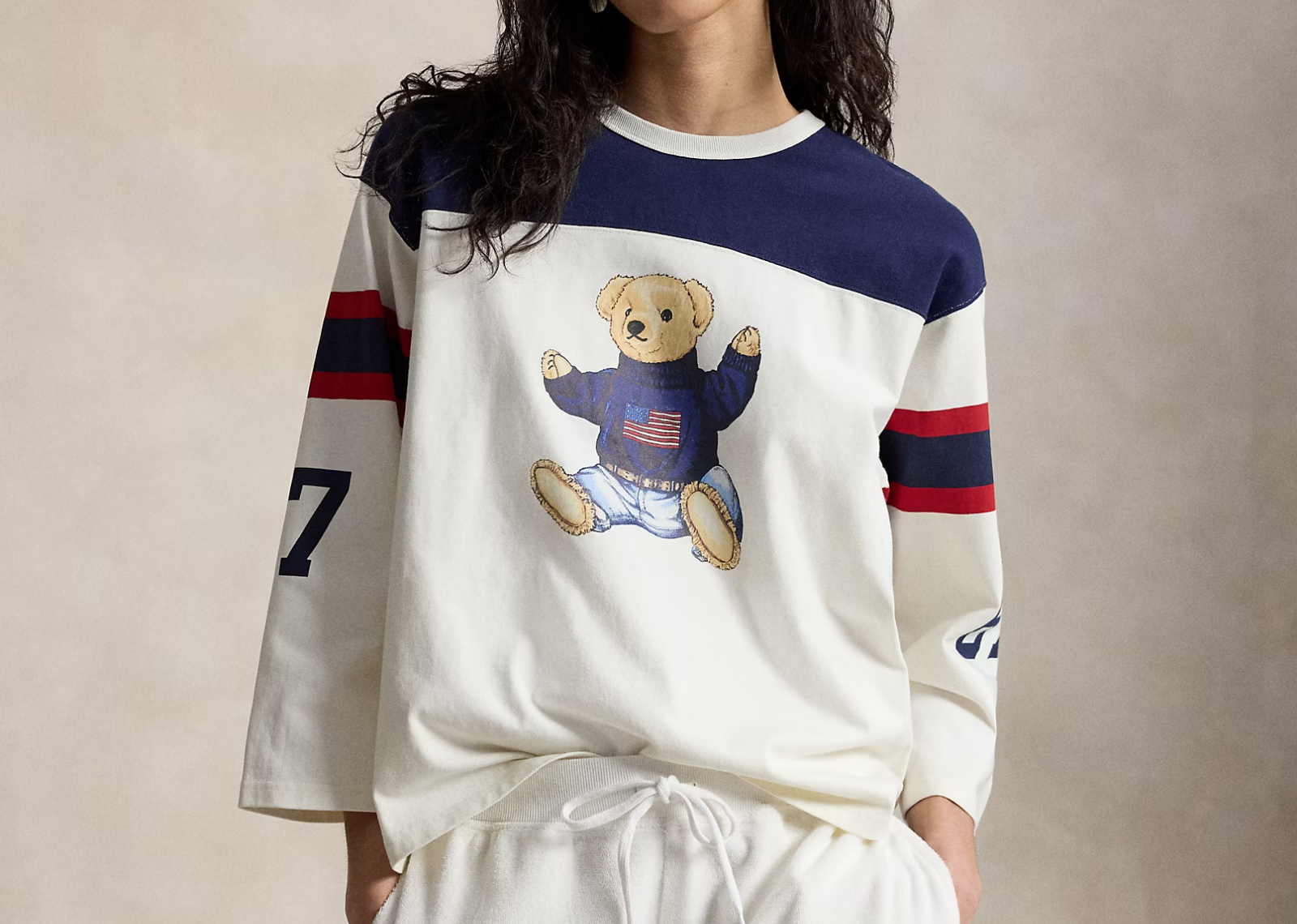 polo ralph lauren polo bear cotton jersey t shirt warm white newport navy 3 1