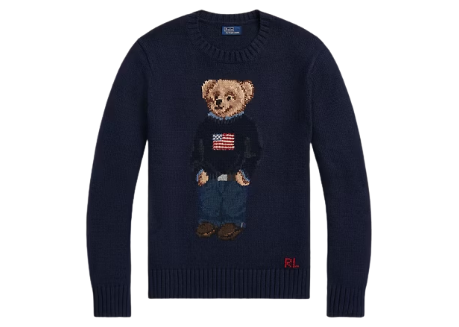 polo ralph lauren polo bear cotton linen jumper navy multi 1 1