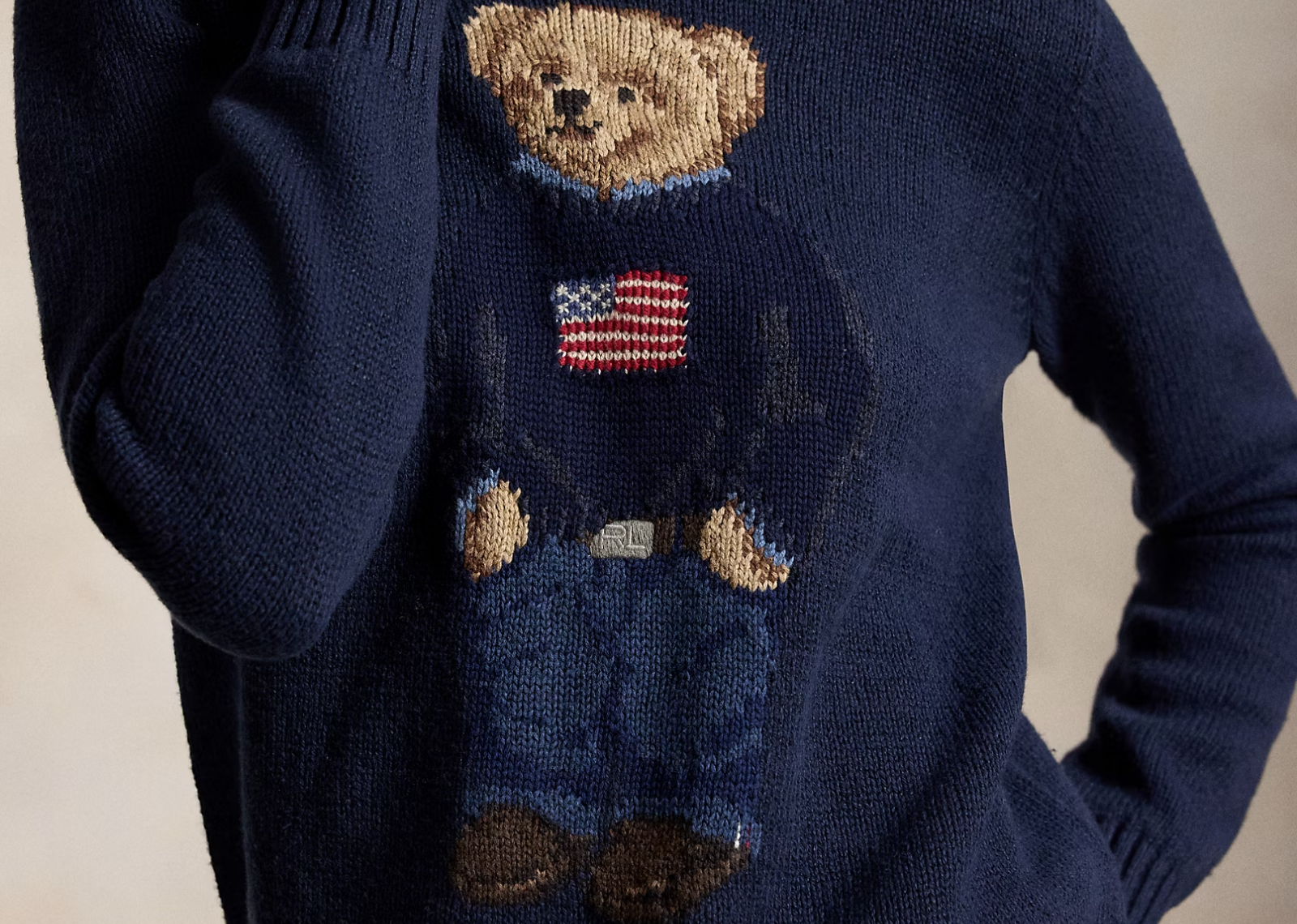 polo ralph lauren polo bear cotton linen jumper navy multi 3 1