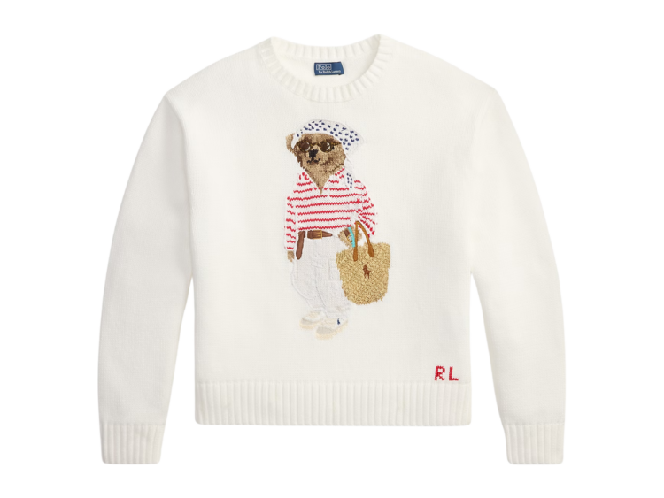 polo ralph lauren polo bear crewneck jumper white multi 1 1