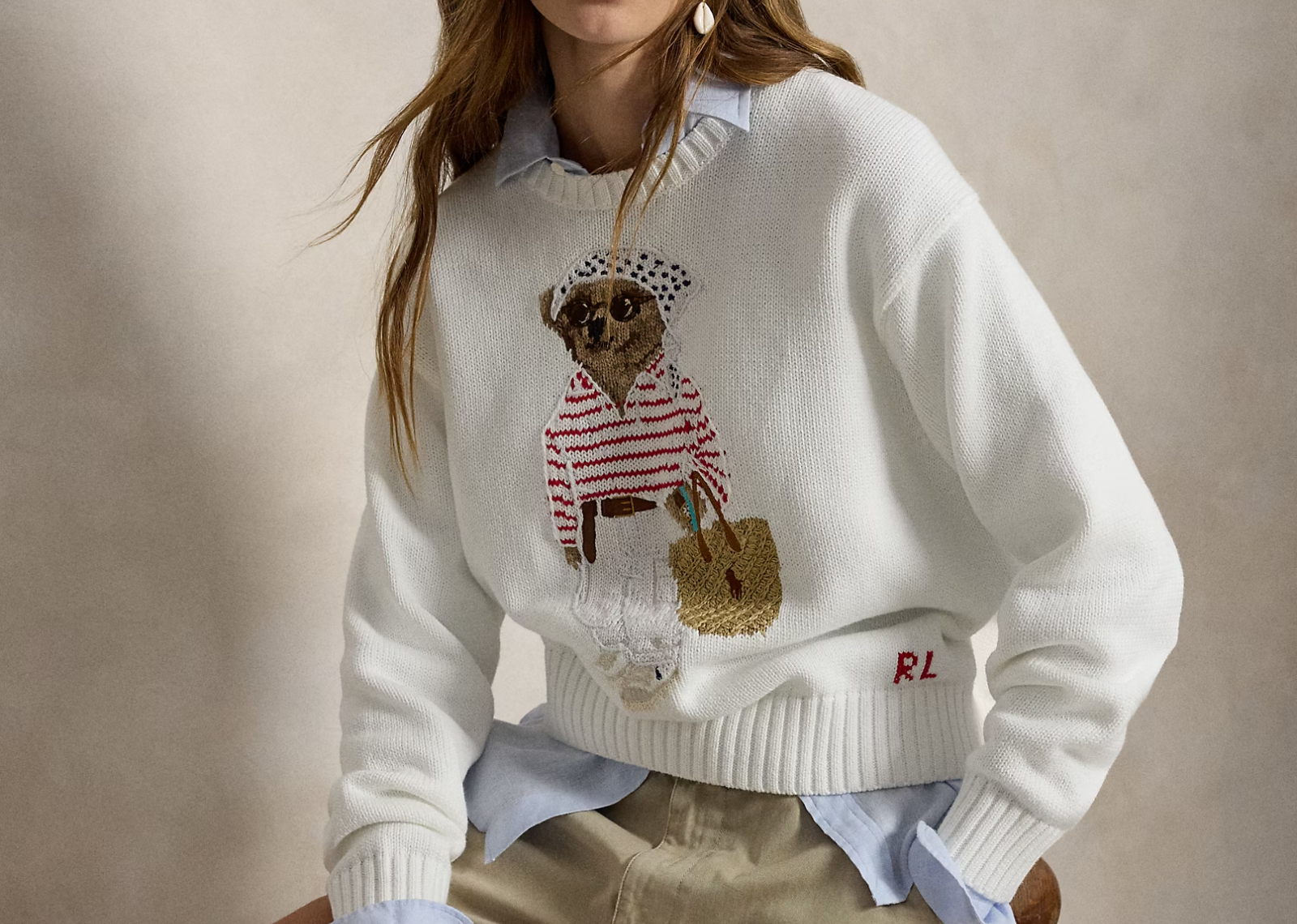 polo ralph lauren polo bear crewneck jumper white multi 3 1