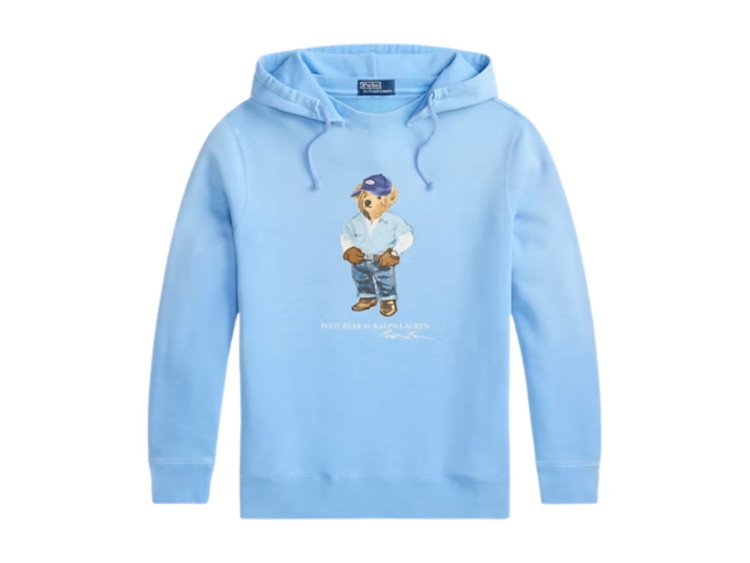 polo ralph lauren polo bear fleece hoodie chambray blue denim bear 1 1