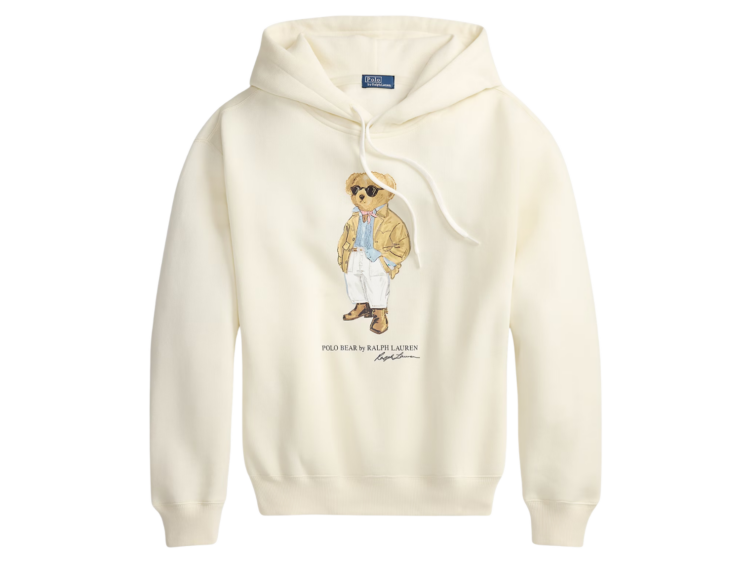 polo ralph lauren polo bear fleece hoodie parchment cream 1 1