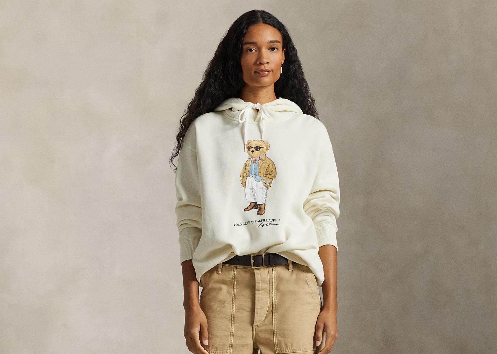 polo ralph lauren polo bear fleece hoodie parchment cream 2 1