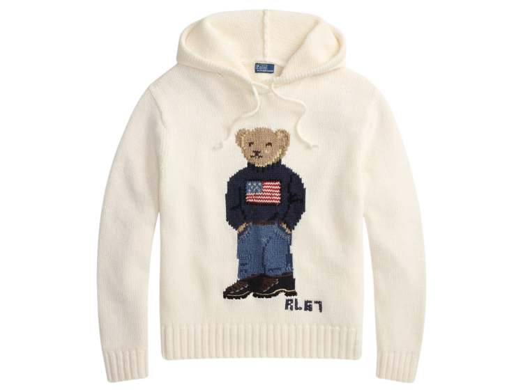 polo ralph lauren polo bear hooded jumper parchment cream 1 1
