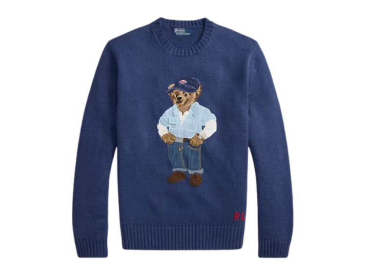 polo ralph lauren polo bear linen cotton jumper light navy 1 1