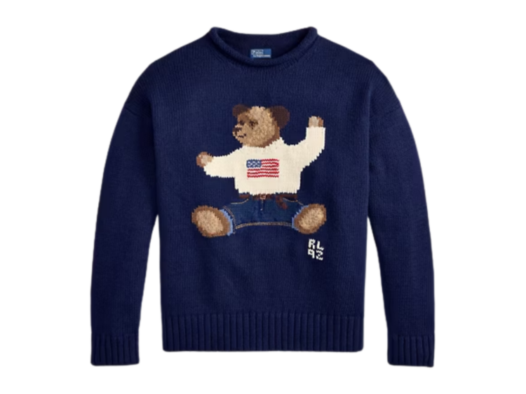 polo ralph lauren polo bear roll neck jumper newport navy multi 1 1