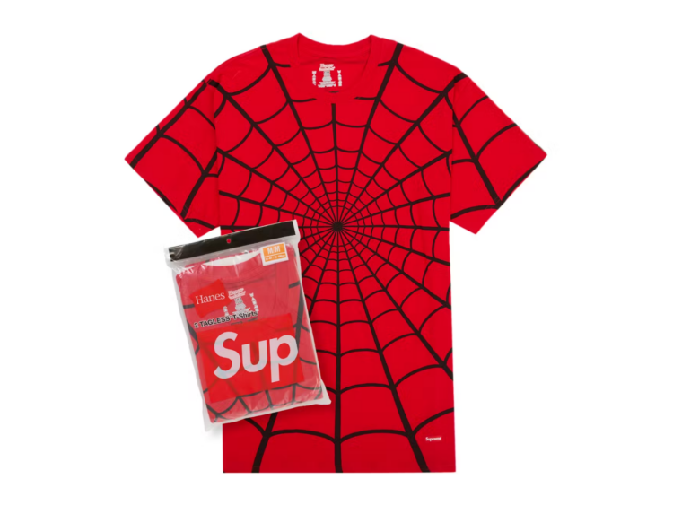 supreme hanes spider man tagless tees 2 pack red 1 1