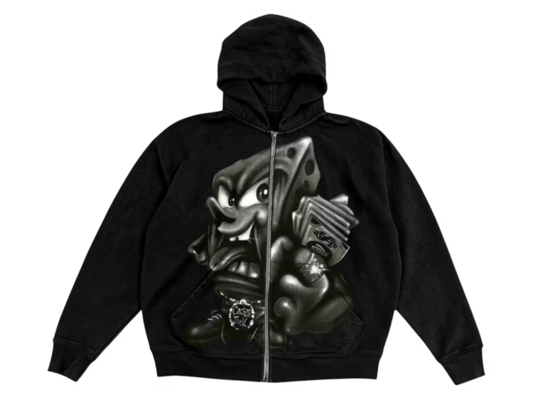 travis scott cactus jack x spongebob legal tender zip hoodie black 1 1