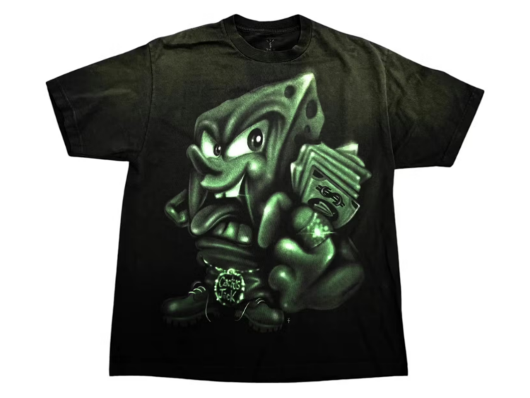 travis scott cactus jack x spongebob mr krabs tee black 1 1
