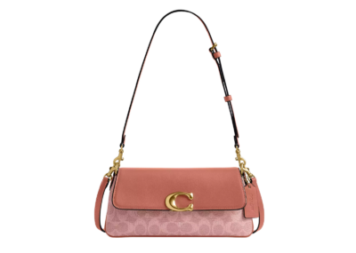 Coach Jet Shoulder Bag In Signature Canvas Brass/Khaki Saddle