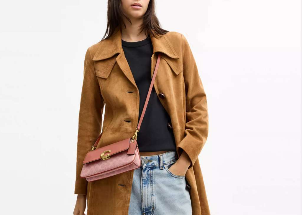 Coach Jet Shoulder Bag In Signature Canvas Brass/Khaki Saddle