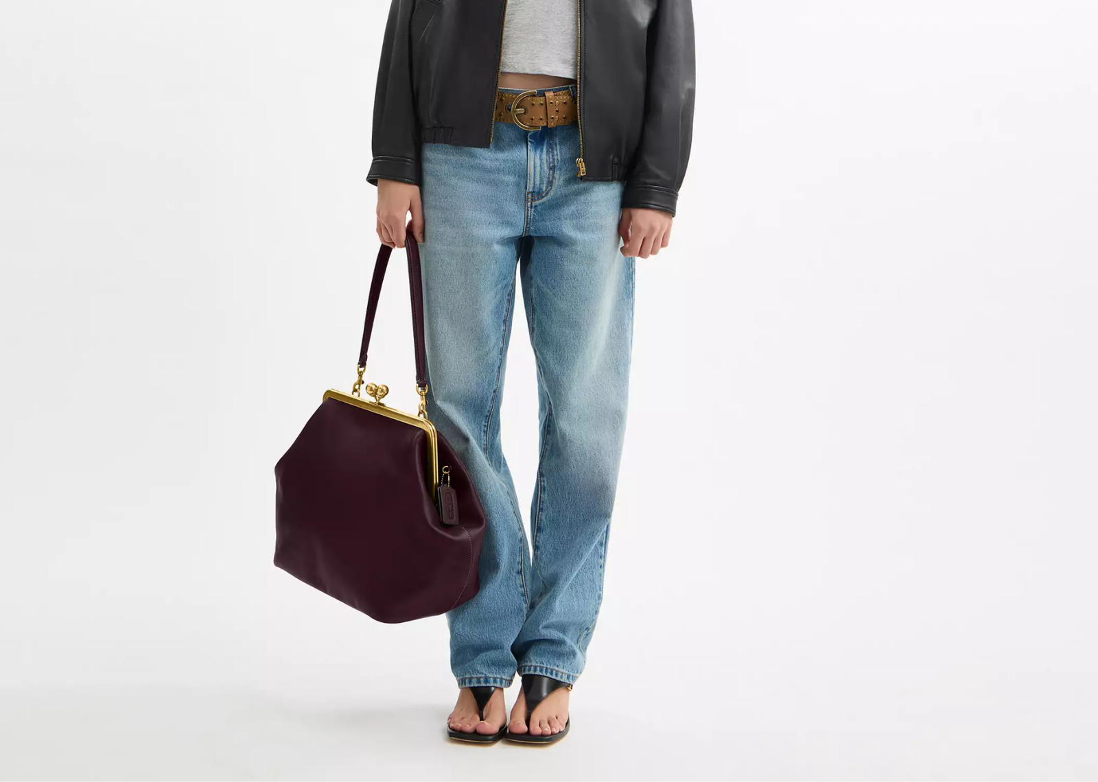 coach large kisslock frame bag brassblack currant 3 1