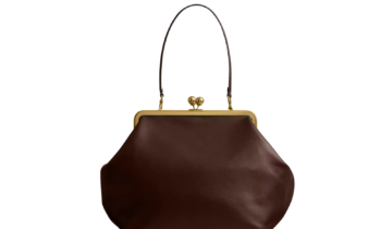 Coach Large Kisslock Frame Bag Brass/Dark Brown