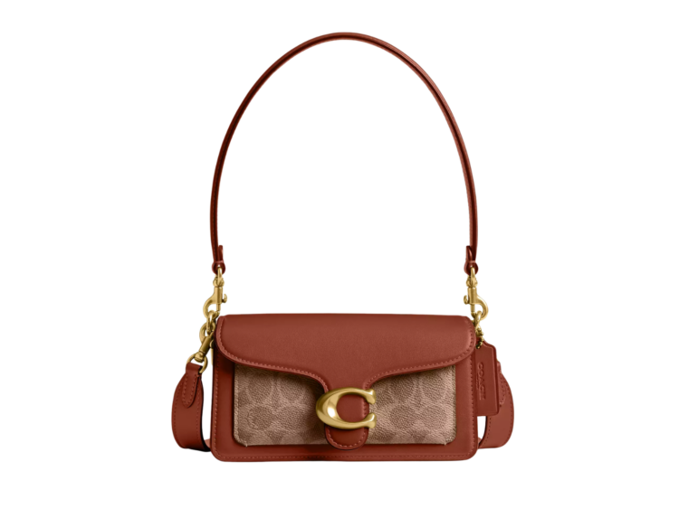 coach tabby shoulder bag 20 in signature canvas brasstan caramel 1 1