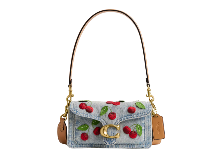 coach tabby shoulder bag 20 with cherry embroidery brassdenim 1 1
