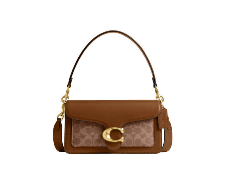coach tabby shoulder bag 26 in signature canvas brasstan brown 1 1