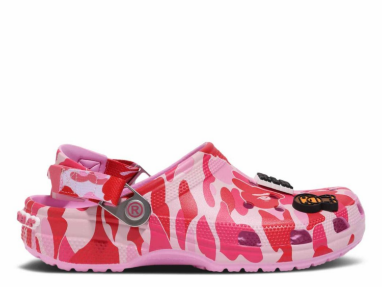 crocs classic clog a bathing ape abc camo pink 1 1