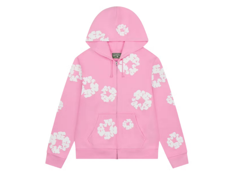 denim tears cotton wreath zip hoodie pink 1 1