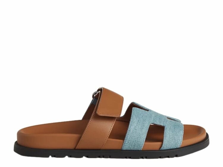 hermes chypre sandal bleu clair denim and calfskin leather 1 1