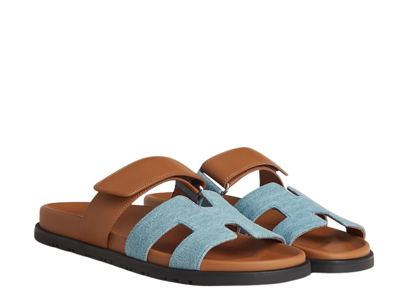 hermes chypre sandal bleu clair denim and calfskin leather 2 1
