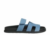 Hermes Chypre Sandal Blue Jean Suede Goatskin