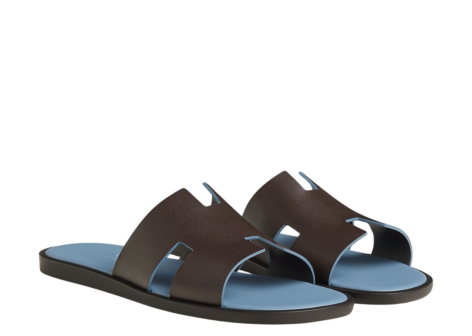 hermes izmir sandal moka bleu jean smooth calfskin leather 2 1