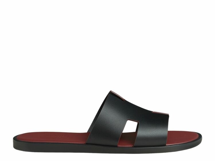 hermes izmir sandal noir rouge h smooth calfskin leather 1 1