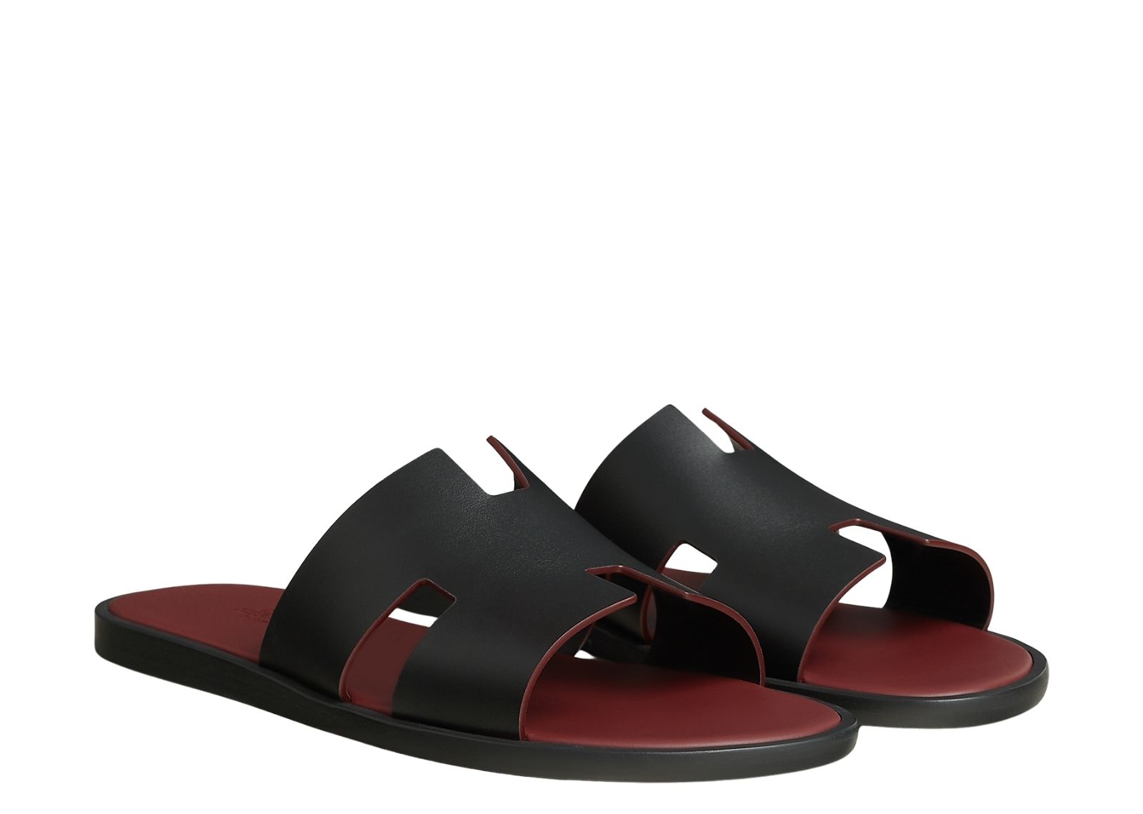 hermes izmir sandal noir rouge h smooth calfskin leather 2 1