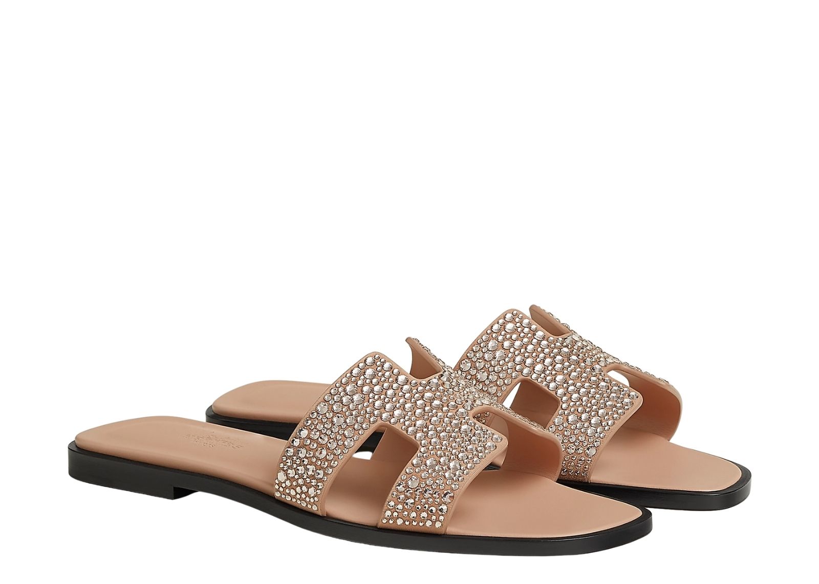 hermes oran sandal beige perlino box goatskin with rhinestone 1 1