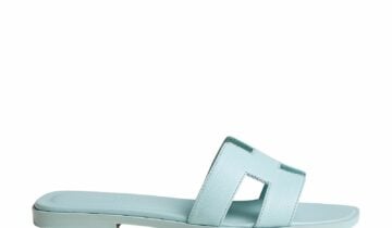 Hermes Oran Sandal Bleu Brume Box Calfskin Leather