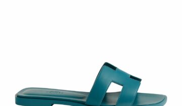 Hermes Oran Sandal Bleu Iroise Box Calfskin Leather
