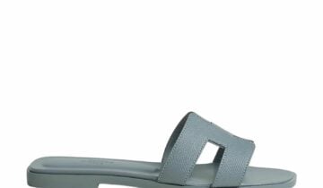 Hermes Oran Sandal Bleu Box Calfskin Leather
