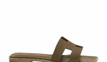 Hermes Oran Sandal Dark Etoupe Box Calfskin Leather